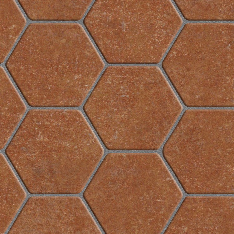 Textures   -   ARCHITECTURE   -   TILES INTERIOR   -   Terracotta tiles  - Tuscany hexagonal terracotta red tile texture seamless 16043 - HR Full resolution preview demo