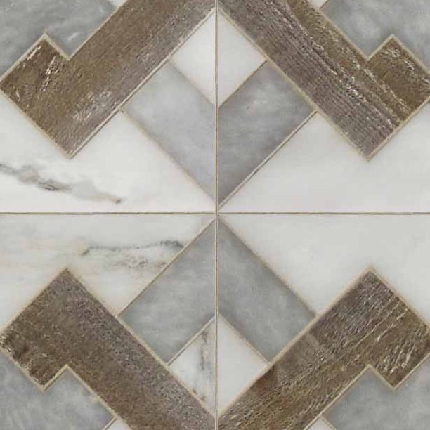Textures   -   ARCHITECTURE   -   TILES INTERIOR   -   Marble tiles   -   Marble geometric patterns  - American white marble tile with raw wood texture seamless 21146 - HR Full resolution preview demo