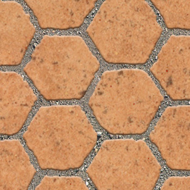 Textures   -   ARCHITECTURE   -   PAVING OUTDOOR   -   Hexagonal  - Terracotta paving outdoor hexagonal texture seamless 06021 - HR Full resolution preview demo