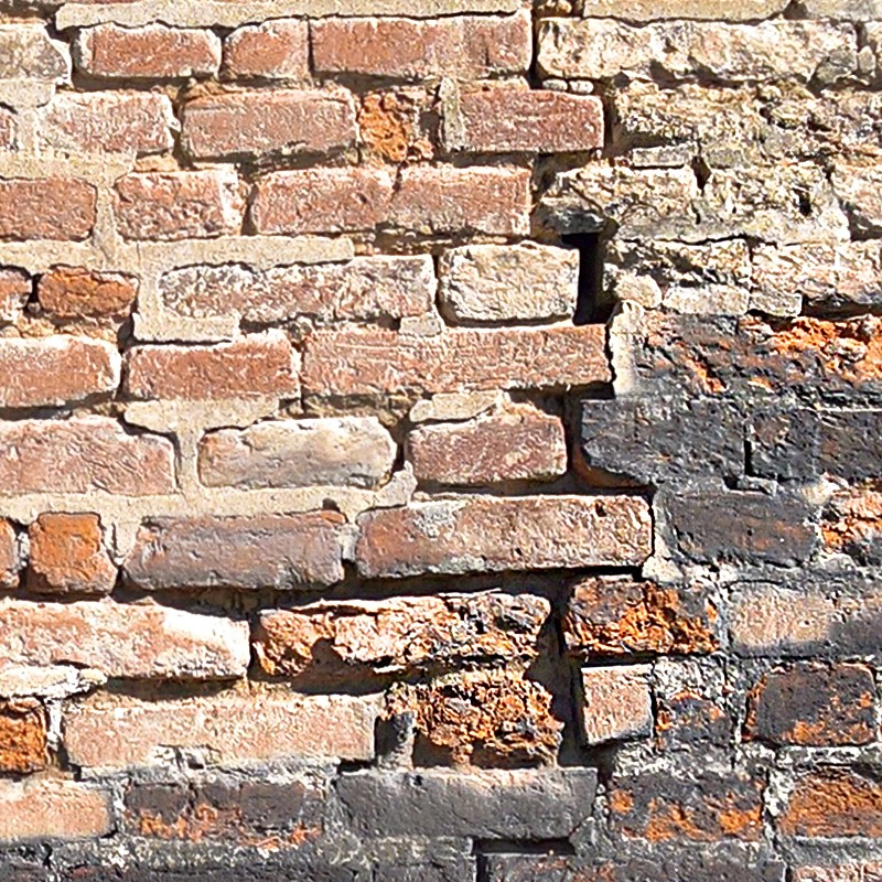 Textures   -   ARCHITECTURE   -   BRICKS   -   Damaged bricks  - Old damaged bricks texture seamless 18109 - HR Full resolution preview demo