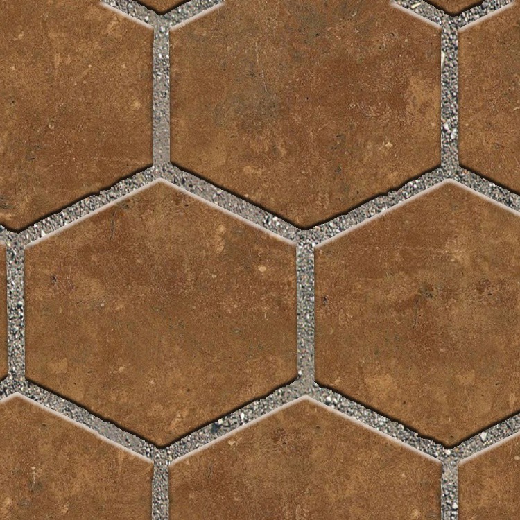 Textures   -   ARCHITECTURE   -   PAVING OUTDOOR   -   Hexagonal  - Terracotta paving outdoor hexagonal texture seamless 06027 - HR Full resolution preview demo