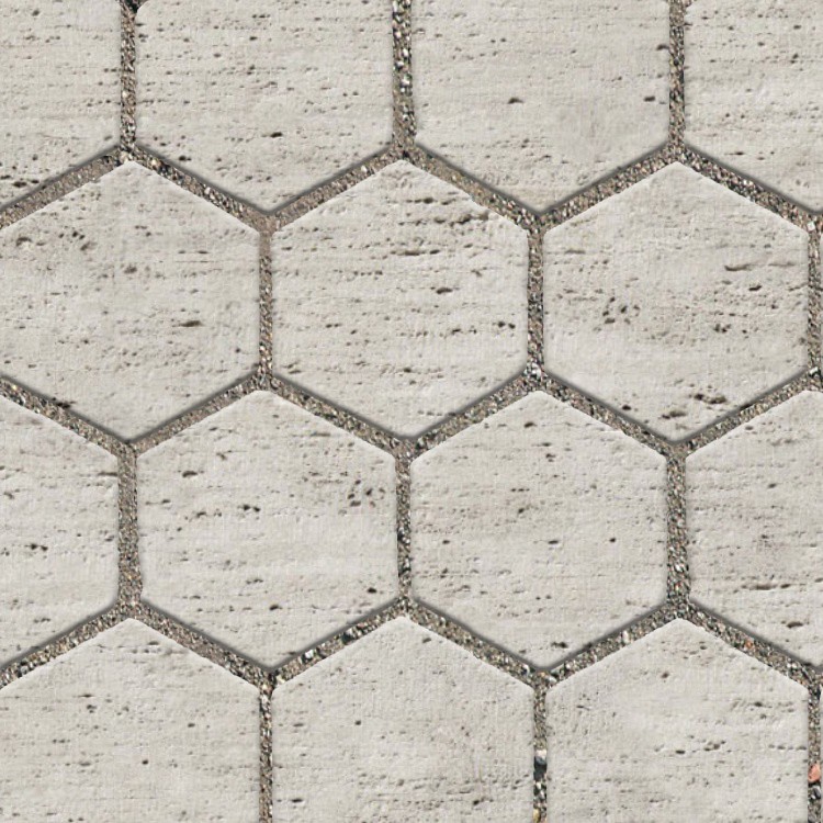 Textures   -   ARCHITECTURE   -   PAVING OUTDOOR   -   Hexagonal  - Travertine paving outdoor hexagonal texture seamless 06038 - HR Full resolution preview demo