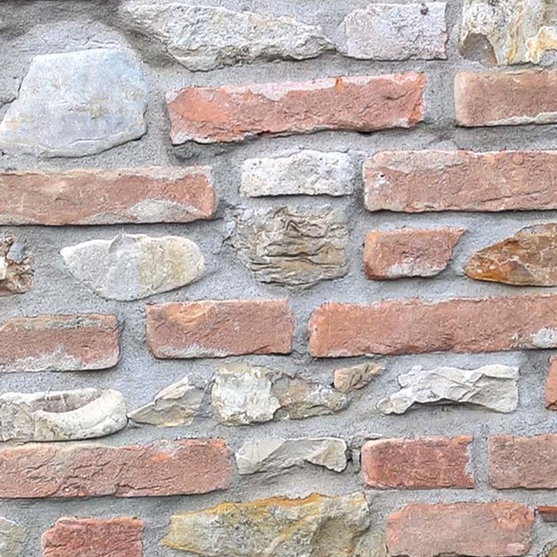 Textures   -   ARCHITECTURE   -   BRICKS   -   Special Bricks  - Italy brick wall and stones texture horizontal seamless 19271 - HR Full resolution preview demo