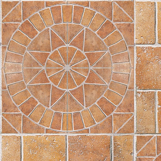 Textures   -   ARCHITECTURE   -   PAVING OUTDOOR   -   Terracotta   -   Blocks mixed  - Paving cotto rose window texture seamless 06637 - HR Full resolution preview demo