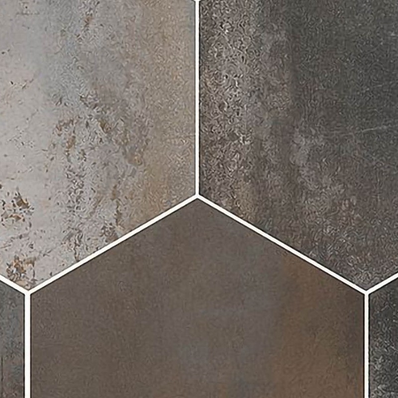 Textures   -   ARCHITECTURE   -   TILES INTERIOR   -   Design Industry  - Hexagonal tiles metal effect pbr texture seamless 22335 - HR Full resolution preview demo