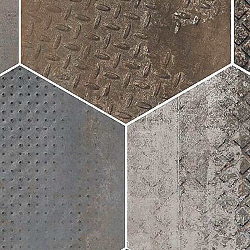 Textures   -   ARCHITECTURE   -   TILES INTERIOR   -   Design Industry  - Hexagonal tiles metal effect pbr texture seamless 22336 - HR Full resolution preview demo