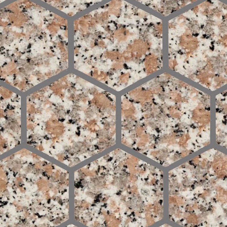 Textures   -   ARCHITECTURE   -   PAVING OUTDOOR   -   Hexagonal  - Granite paving outdoor hexagonal texture seamless 06039 - HR Full resolution preview demo