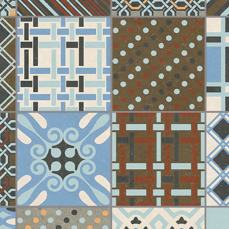 Textures   -   ARCHITECTURE   -   TILES INTERIOR   -   Ornate tiles   -   Patchwork  - Gres patchwork tiles PBR texture seamless 21928 - HR Full resolution preview demo