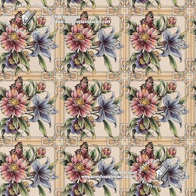 Textures   -   ARCHITECTURE   -   TILES INTERIOR   -   Ornate tiles   -  Floral tiles - Ceramic floral tiles texture seamless 19166