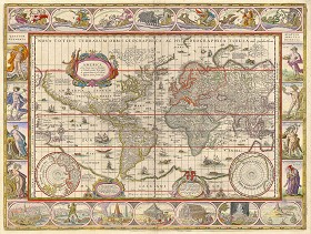 Textures   -   ARCHITECTURE   -   DECORATIVE PANELS   -   World maps   -   Vintage maps  - Interior decoration vintage map 03219