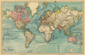 Textures   -   ARCHITECTURE   -   DECORATIVE PANELS   -   World maps   -   Vintage maps  - Interior decoration vintage map 03220