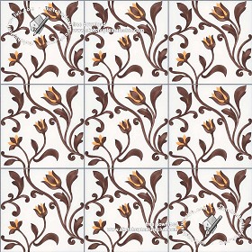 Textures   -   ARCHITECTURE   -   TILES INTERIOR   -   Ornate tiles   -  Floral tiles - Ceramic floral tiles texture seamless 19169