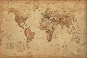Textures   -   ARCHITECTURE   -   DECORATIVE PANELS   -   World maps   -  Vintage maps - Interior decoration vintage map 03222