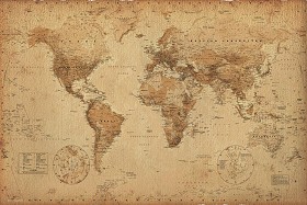 Textures   -   ARCHITECTURE   -   DECORATIVE PANELS   -   World maps   -   Vintage maps  - Interior decoration vintage map 03222