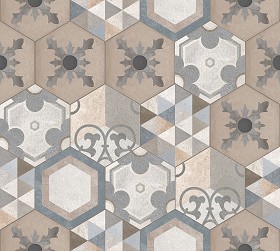Textures   -   ARCHITECTURE   -   TILES INTERIOR   -  Hexagonal mixed - Hexagonal tile texture seamless 16873