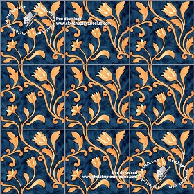 Textures   -   ARCHITECTURE   -   TILES INTERIOR   -   Ornate tiles   -  Floral tiles - Ceramic floral tiles texture seamless 19172