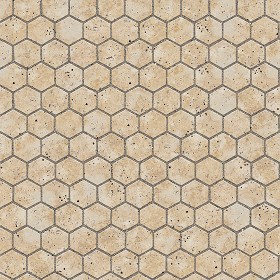 Textures   -   ARCHITECTURE   -   PAVING OUTDOOR   -   Hexagonal  - Travertine paving outdoor hexagonal texture seamless 05992 (seamless)