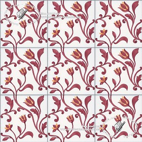 Textures   -   ARCHITECTURE   -   TILES INTERIOR   -   Ornate tiles   -  Floral tiles - Ceramic floral tiles texture seamless 19173