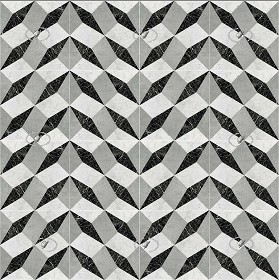 Textures   -   ARCHITECTURE   -   TILES INTERIOR   -   Marble tiles   -  Marble geometric patterns - Illusion black white marble floor tile texture seamless 21129
