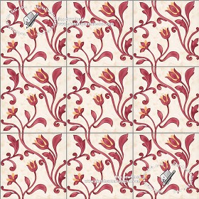 Textures   -   ARCHITECTURE   -   TILES INTERIOR   -   Ornate tiles   -   Floral tiles  - Ceramic floral tiles texture seamless 19174 (seamless)