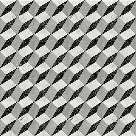 Textures   -   ARCHITECTURE   -   TILES INTERIOR   -   Marble tiles   -  Marble geometric patterns - Illusion black white marble floor tile texture seamless 21130
