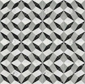 Textures   -   ARCHITECTURE   -   TILES INTERIOR   -   Marble tiles   -  Marble geometric patterns - Illusion black white marble floor tile texture seamless 21131