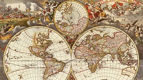 Textures   -   ARCHITECTURE   -   DECORATIVE PANELS   -   World maps   -   Vintage maps  - Interior decoration vintage map 03228