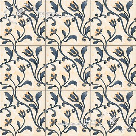 Textures   -   ARCHITECTURE   -   TILES INTERIOR   -   Ornate tiles   -  Floral tiles - Ceramic floral tiles texture seamless 19178