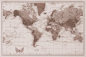 Textures   -   ARCHITECTURE   -   DECORATIVE PANELS   -   World maps   -   Various maps  - Mural map interior decoration 03177