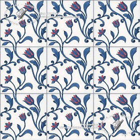 Textures   -   ARCHITECTURE   -   TILES INTERIOR   -   Ornate tiles   -  Floral tiles - Ceramic floral tiles texture seamless 19179