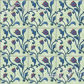 Textures   -   ARCHITECTURE   -   TILES INTERIOR   -   Ornate tiles   -   Floral tiles  - Ceramic floral tiles texture seamless 19180 (seamless)