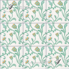Textures   -   ARCHITECTURE   -   TILES INTERIOR   -   Ornate tiles   -  Floral tiles - Ceramic floral tiles texture seamless 19181