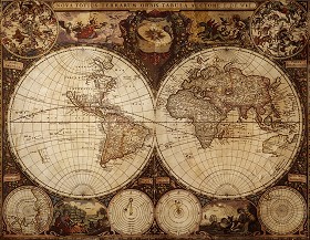 Textures   -   ARCHITECTURE   -   DECORATIVE PANELS   -   World maps   -  Vintage maps - Interior decoration vintage map 03234