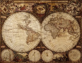 Textures   -   ARCHITECTURE   -   DECORATIVE PANELS   -   World maps   -   Vintage maps  - Interior decoration vintage map 03234