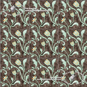 Textures   -   ARCHITECTURE   -   TILES INTERIOR   -   Ornate tiles   -  Floral tiles - Ceramic floral tiles texture seamless 19182