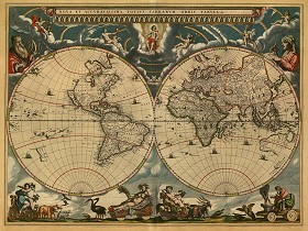 Textures   -   ARCHITECTURE   -   DECORATIVE PANELS   -   World maps   -   Vintage maps  - Interior decoration vintage map 03235