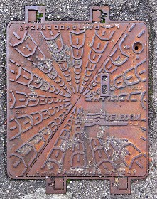 Textures   -   ARCHITECTURE   -   ROADS   -  Street elements - Telecom rusty metal manhole texture 19709
