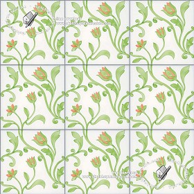 Textures   -   ARCHITECTURE   -   TILES INTERIOR   -   Ornate tiles   -  Floral tiles - Ceramic floral tiles texture seamless 19183