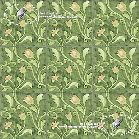 Textures   -   ARCHITECTURE   -   TILES INTERIOR   -   Ornate tiles   -  Floral tiles - Ceramic floral tiles texture seamless 19184