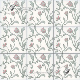 Textures   -   ARCHITECTURE   -   TILES INTERIOR   -   Ornate tiles   -  Floral tiles - Ceramic floral tiles texture seamless 19185