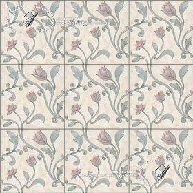 Textures   -   ARCHITECTURE   -   TILES INTERIOR   -   Ornate tiles   -  Floral tiles - Ceramic floral tiles texture seamless 19186