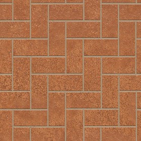 Textures   -   ARCHITECTURE   -   PAVING OUTDOOR   -   Terracotta   -   Herringbone  - Cotto paving herringbone outdoor texture seamless 06751 (seamless)