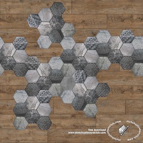 Textures   -   ARCHITECTURE   -   TILES INTERIOR   -  Hexagonal mixed - Hexagonal tile texture seamless 18113