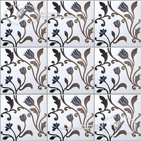 Textures   -   ARCHITECTURE   -   TILES INTERIOR   -   Ornate tiles   -  Floral tiles - Ceramic platinum floral tiles texture seamless 19189