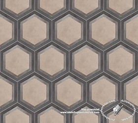 Textures   -   ARCHITECTURE   -   TILES INTERIOR   -  Hexagonal mixed - Concrete hexagonal tile texture seamless 18116