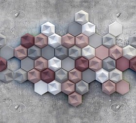 Textures   -   ARCHITECTURE   -   TILES INTERIOR   -  Hexagonal mixed - Concrete hexagonal wall tile panel texture seamless 20899