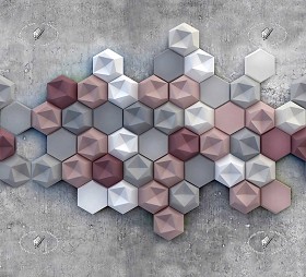 Textures   -   ARCHITECTURE   -   TILES INTERIOR   -   Hexagonal mixed  - Concrete hexagonal wall tile panel texture seamless 20899 (seamless)