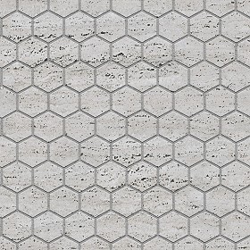 Textures   -   ARCHITECTURE   -   PAVING OUTDOOR   -  Hexagonal - Travertine paving outdoor hexagonal texture seamless 06040