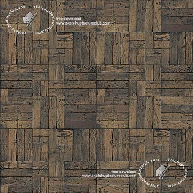 Textures   -   ARCHITECTURE   -   WOOD FLOORS   -  Parquet square - Old dark wood flooring square texture seamless 20479