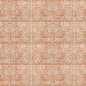 Textures   -   ARCHITECTURE   -   PAVING OUTDOOR   -   Terracotta   -  Blocks mixed - Paving cotto rose window texture seamless 06635